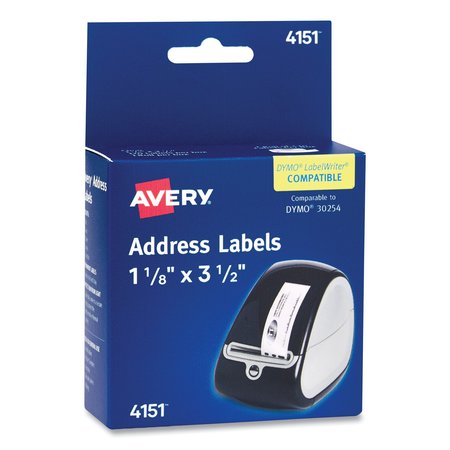 AVERY Thermal Printer Labels, Thermal Printers, 1.13 x 3.5, Clear, 120/Roll 4151